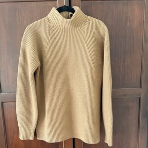 Theory Camel Ribbed Turtleneck Sweater